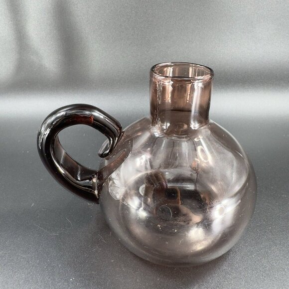 Vintage Mid Century Amethyst Purple Glass Jug Pitcher Container With Handle VTG - Picture 7 of 11